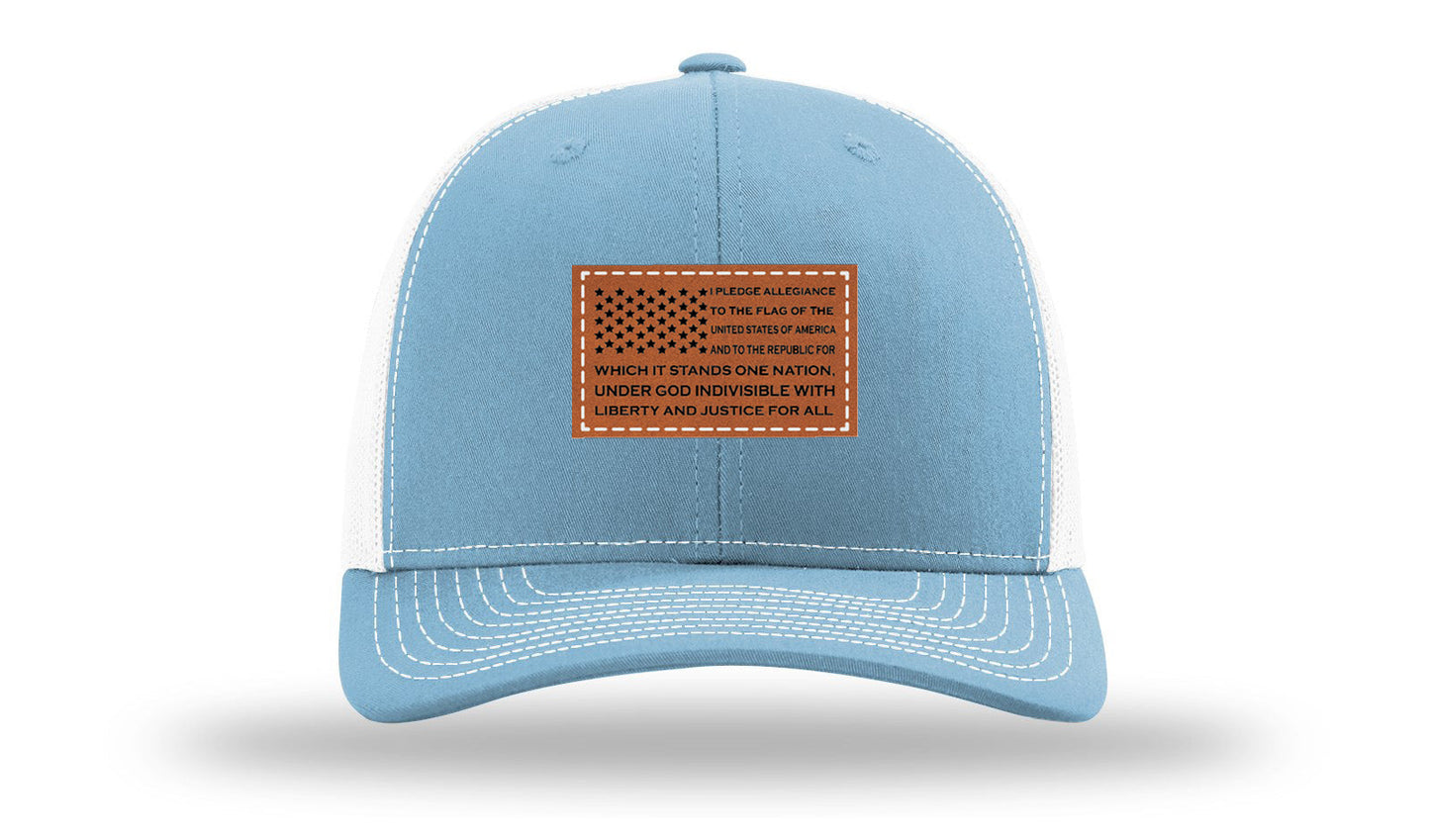 Pledge Of Allegiance Flag Leather Patch Richardson 112 Hat