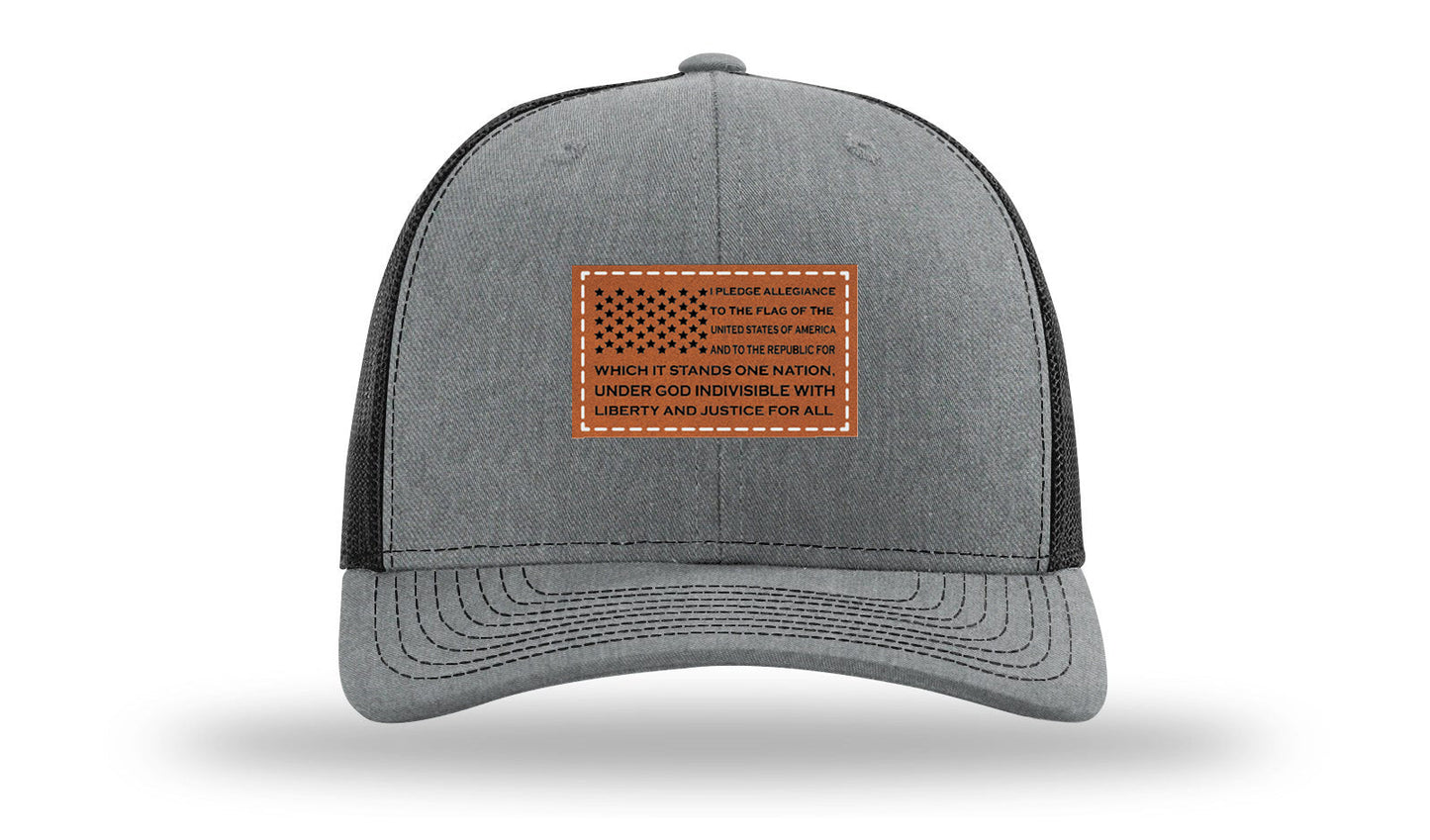 Pledge Of Allegiance Flag Leather Patch Richardson 112 Hat