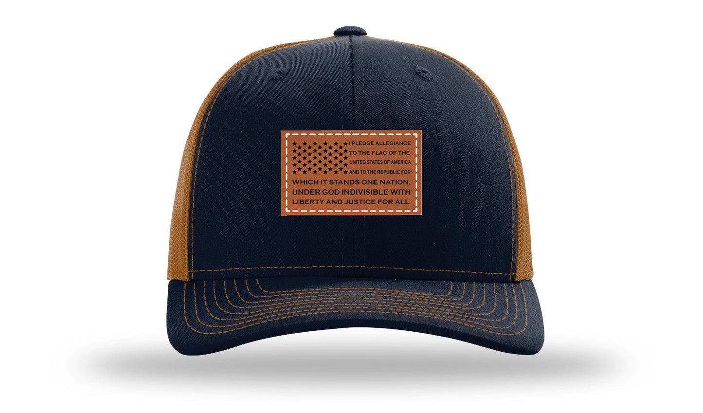 Pledge Of Allegiance Flag Leather Patch Richardson 112 Hat