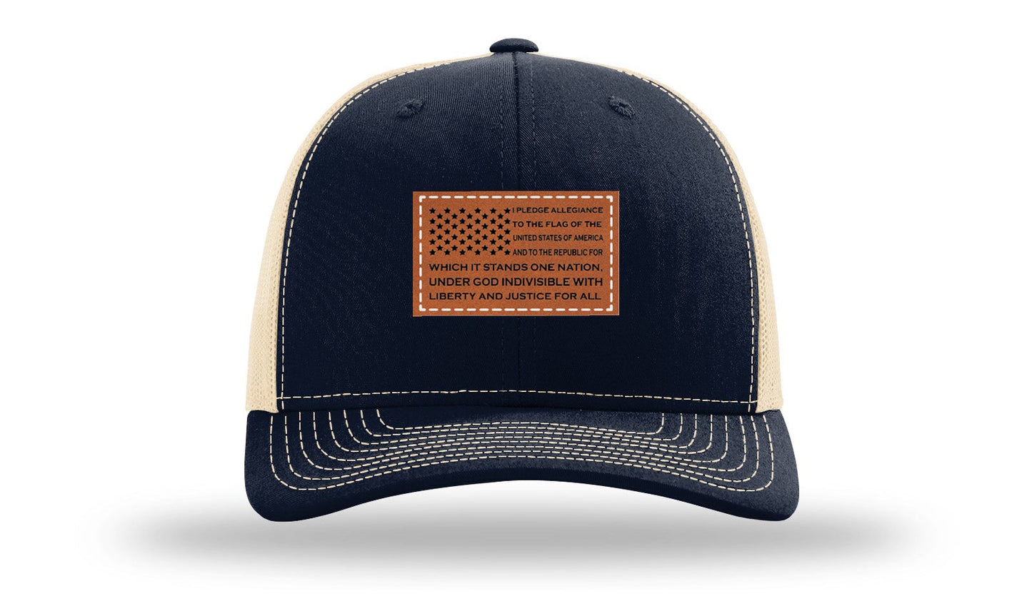 Pledge Of Allegiance Flag Leather Patch Richardson 112 Hat