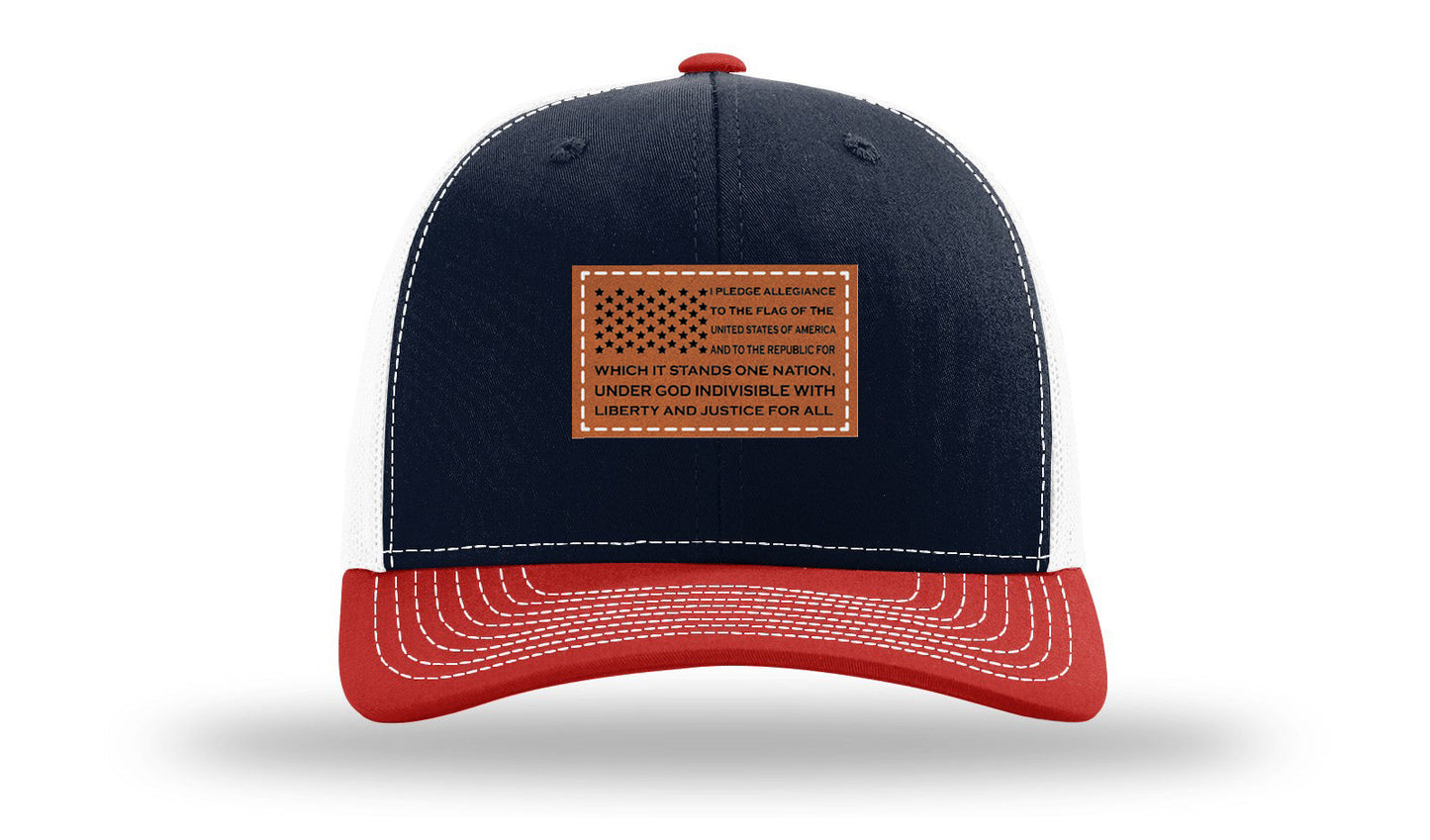 Pledge Of Allegiance Flag Leather Patch Richardson 112 Hat