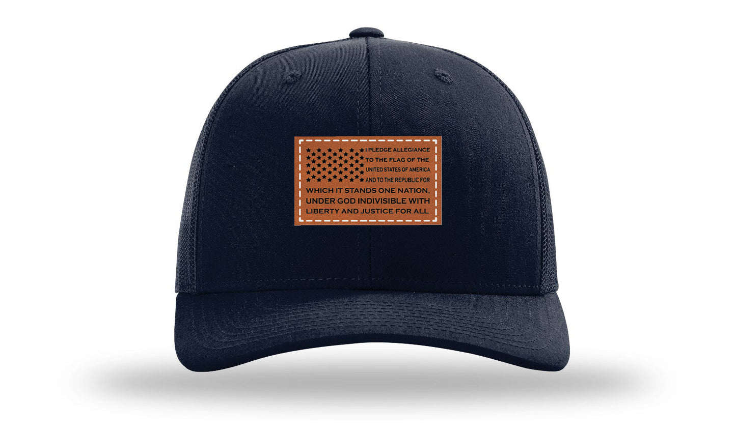 Pledge Of Allegiance Flag Leather Patch Richardson 112 Hat