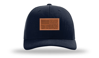 Pledge Of Allegiance Flag Leather Patch Richardson 112 Hat