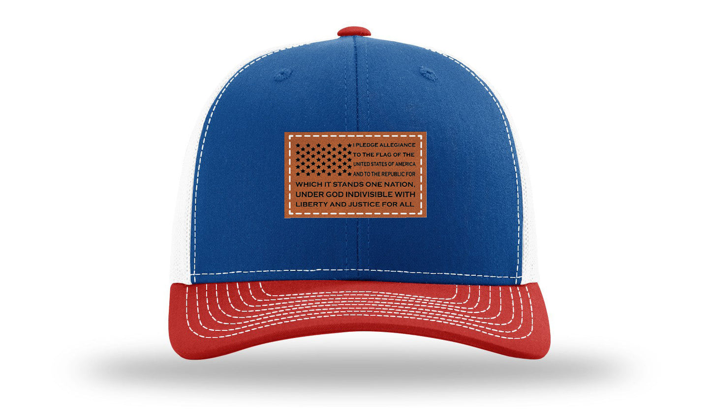 Pledge Of Allegiance Flag Leather Patch Richardson 112 Hat