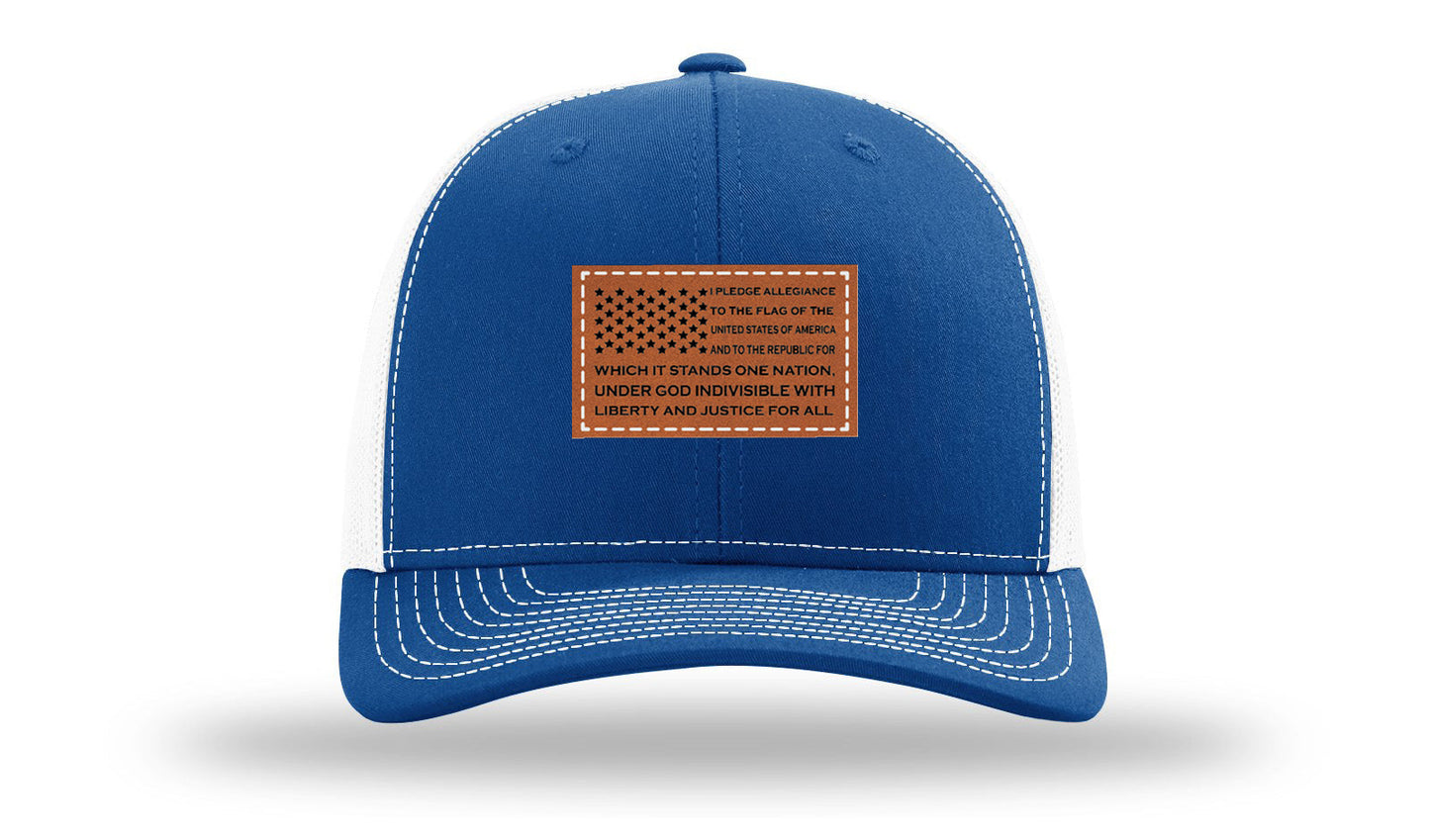 Pledge Of Allegiance Flag Leather Patch Richardson 112 Hat