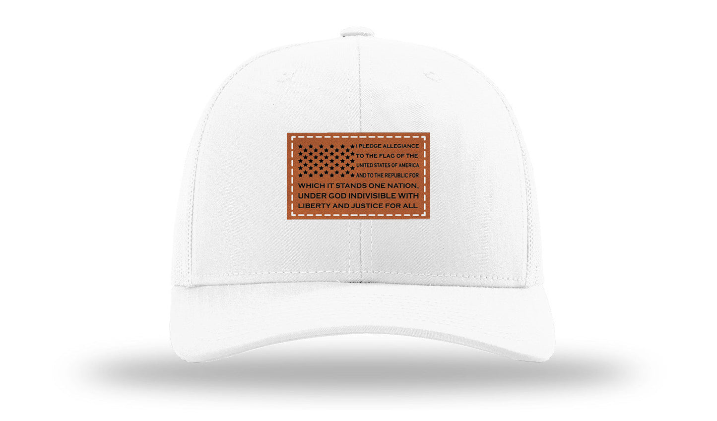 Pledge Of Allegiance Flag Leather Patch Richardson 112 Hat
