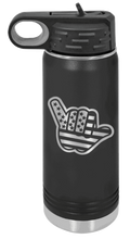 Load image into Gallery viewer, Shaka American Flag Laser Engraved Water Bottle (Etched)
