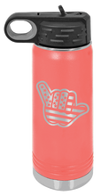 Load image into Gallery viewer, Shaka American Flag Laser Engraved Water Bottle (Etched)
