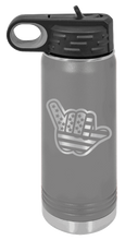 Load image into Gallery viewer, Shaka American Flag Laser Engraved Water Bottle (Etched)
