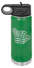 Load image into Gallery viewer, Shaka American Flag Laser Engraved Water Bottle (Etched)
