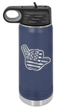 Load image into Gallery viewer, Shaka American Flag Laser Engraved Water Bottle (Etched)
