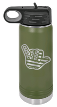 Load image into Gallery viewer, Shaka American Flag Laser Engraved Water Bottle (Etched)
