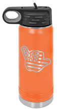 Load image into Gallery viewer, Shaka American Flag Laser Engraved Water Bottle (Etched)
