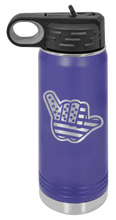 Load image into Gallery viewer, Shaka American Flag Laser Engraved Water Bottle (Etched)
