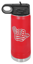 Load image into Gallery viewer, Shaka American Flag Laser Engraved Water Bottle (Etched)
