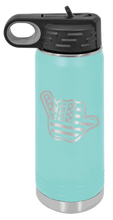 Load image into Gallery viewer, Shaka American Flag Laser Engraved Water Bottle (Etched)
