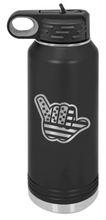 Load image into Gallery viewer, Shaka American Flag Laser Engraved Water Bottle (Etched)
