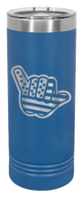 Load image into Gallery viewer, Shaka American Flag Laser Engraved Skinny Tumbler (Etched)
