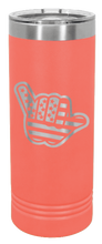 Load image into Gallery viewer, Shaka American Flag Laser Engraved Skinny Tumbler (Etched)
