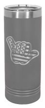 Load image into Gallery viewer, Shaka American Flag Laser Engraved Skinny Tumbler (Etched)
