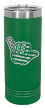 Load image into Gallery viewer, Shaka American Flag Laser Engraved Skinny Tumbler (Etched)
