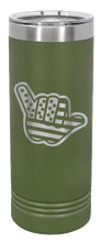 Load image into Gallery viewer, Shaka American Flag Laser Engraved Skinny Tumbler (Etched)
