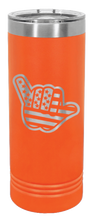 Load image into Gallery viewer, Shaka American Flag Laser Engraved Skinny Tumbler (Etched)
