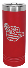 Load image into Gallery viewer, Shaka American Flag Laser Engraved Skinny Tumbler (Etched)
