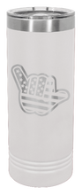 Load image into Gallery viewer, Shaka American Flag Laser Engraved Skinny Tumbler (Etched)
