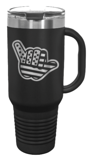 Shaka American Flag 40oz Handle Mug Laser Engraved