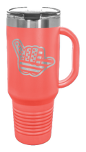 Load image into Gallery viewer, Shaka American Flag 40oz Handle Mug Laser Engraved
