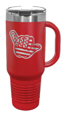 Load image into Gallery viewer, Shaka American Flag 40oz Handle Mug Laser Engraved
