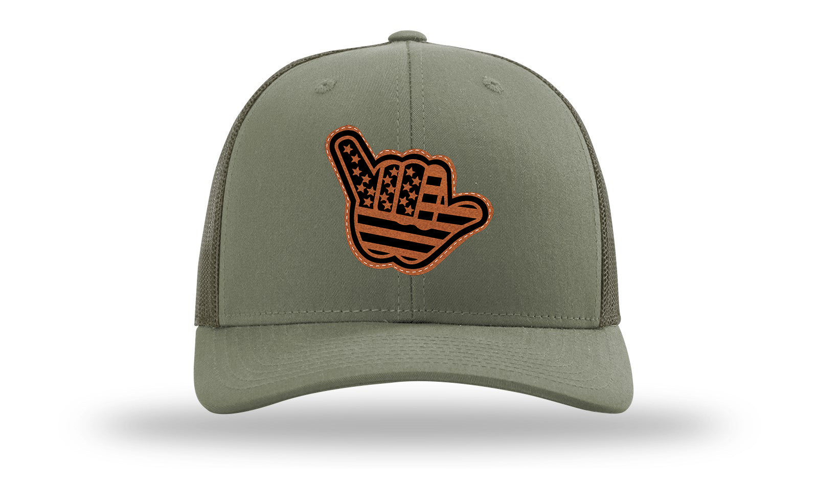 Shaka American Flag Leather Patch Richardson 112 Hat-Loden