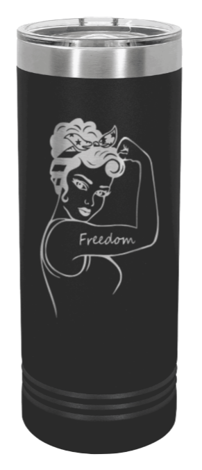 Freedom Girl Laser Engraved Skinny Tumbler (Etched)