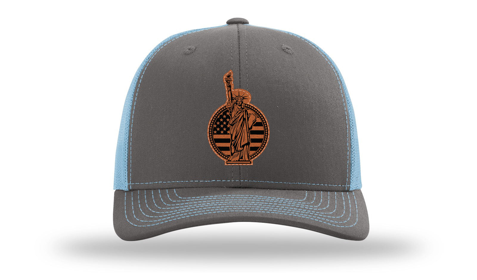 Liberty Leather Patch Richardson 112 Hat-Charcoal / Columbia Blue