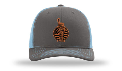 Liberty Leather Patch Richardson 112 Hat-Charcoal / Columbia Blue