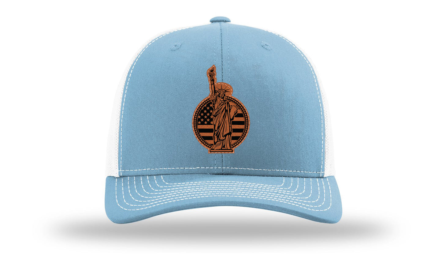 Liberty Leather Patch Richardson 112 Hat-Columbia Blue / White