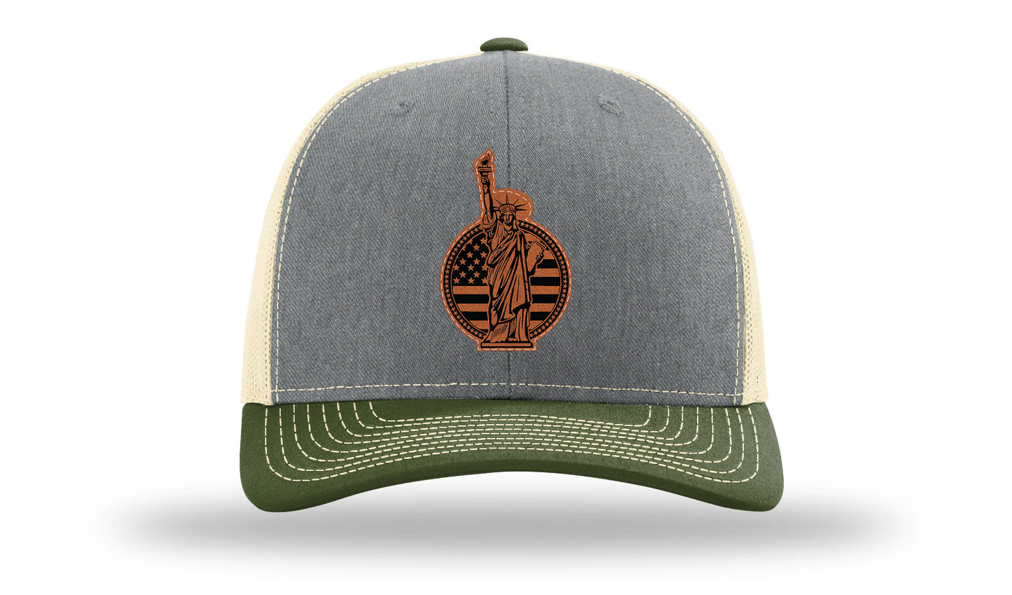 Liberty Leather Patch Richardson 112 Hat-Heather Grey / Birch / Army Olive