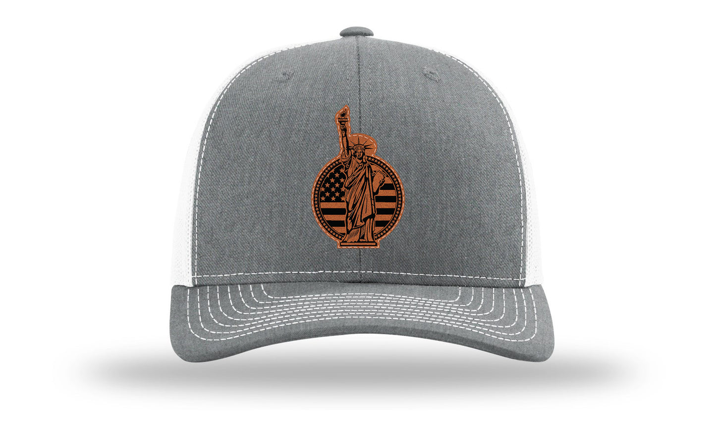 Liberty Leather Patch Richardson 112 Hat-Heather Grey / White