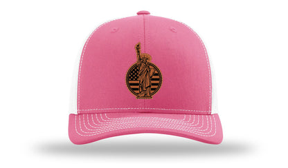 Liberty Leather Patch Richardson 112 Hat-Hot Pink / White