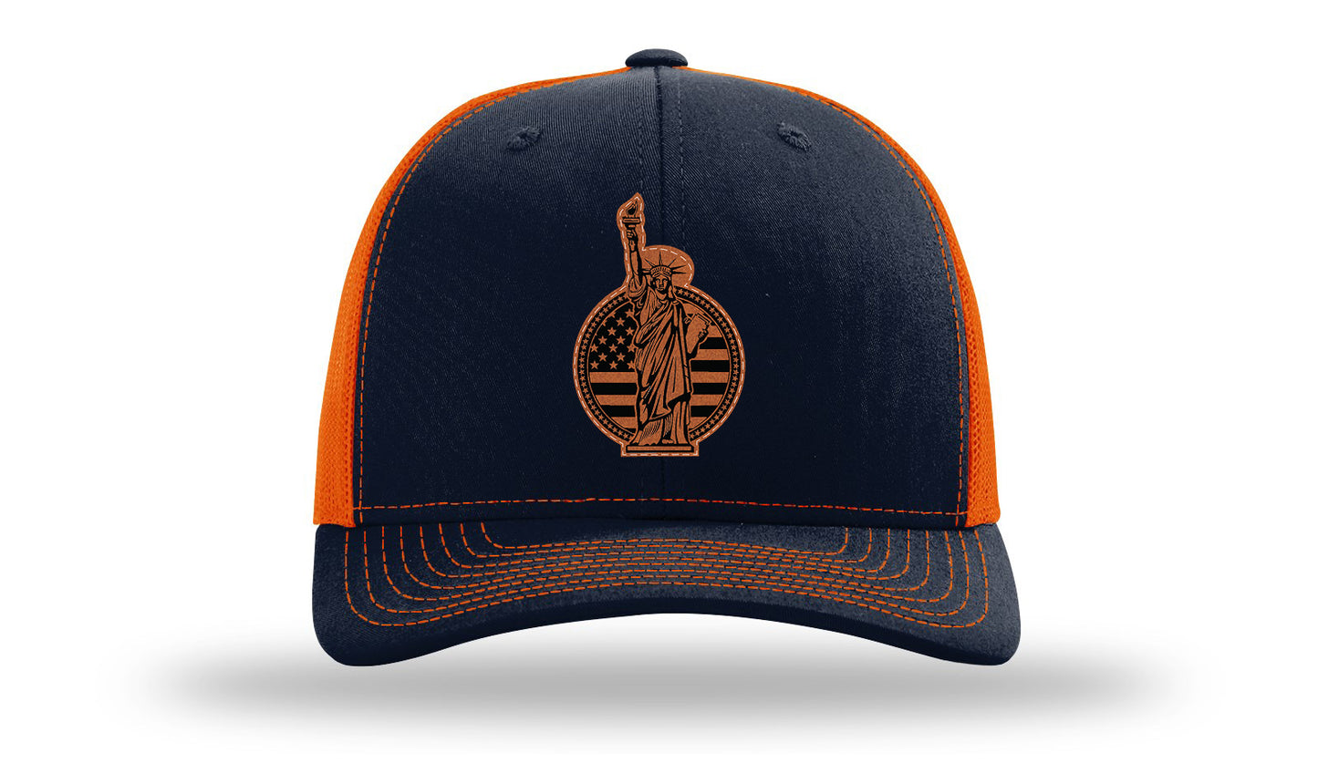 Liberty Leather Patch Richardson 112 Hat-Navy / Orange