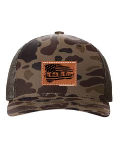 In God We Trust Leather Patch Richardson 112 Duck Camo Hat