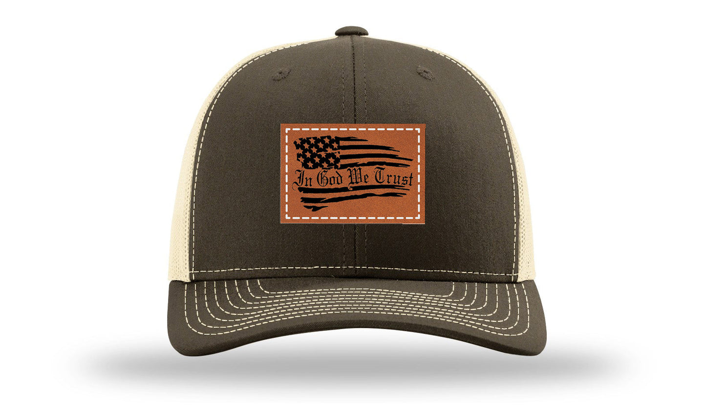 In God We Trust Leather Patch Richardson 112 Hat
