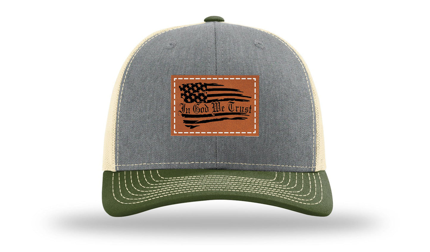 In God We Trust Leather Patch Richardson 112 Hat