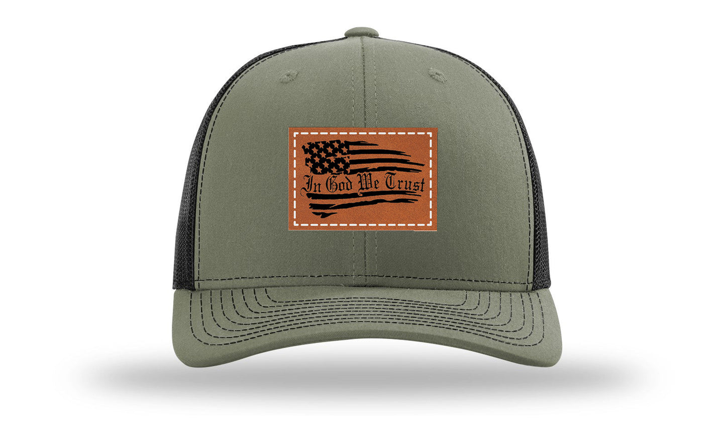 In God We Trust Leather Patch Richardson 112 Hat