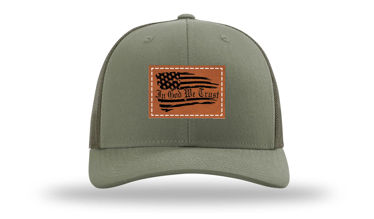 In God We Trust Leather Patch Richardson 112 Hat
