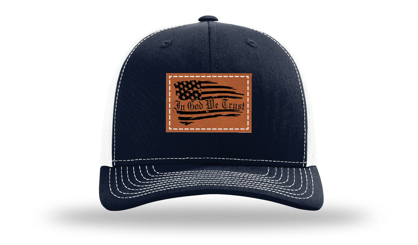 In God We Trust Leather Patch Richardson 112 Hat