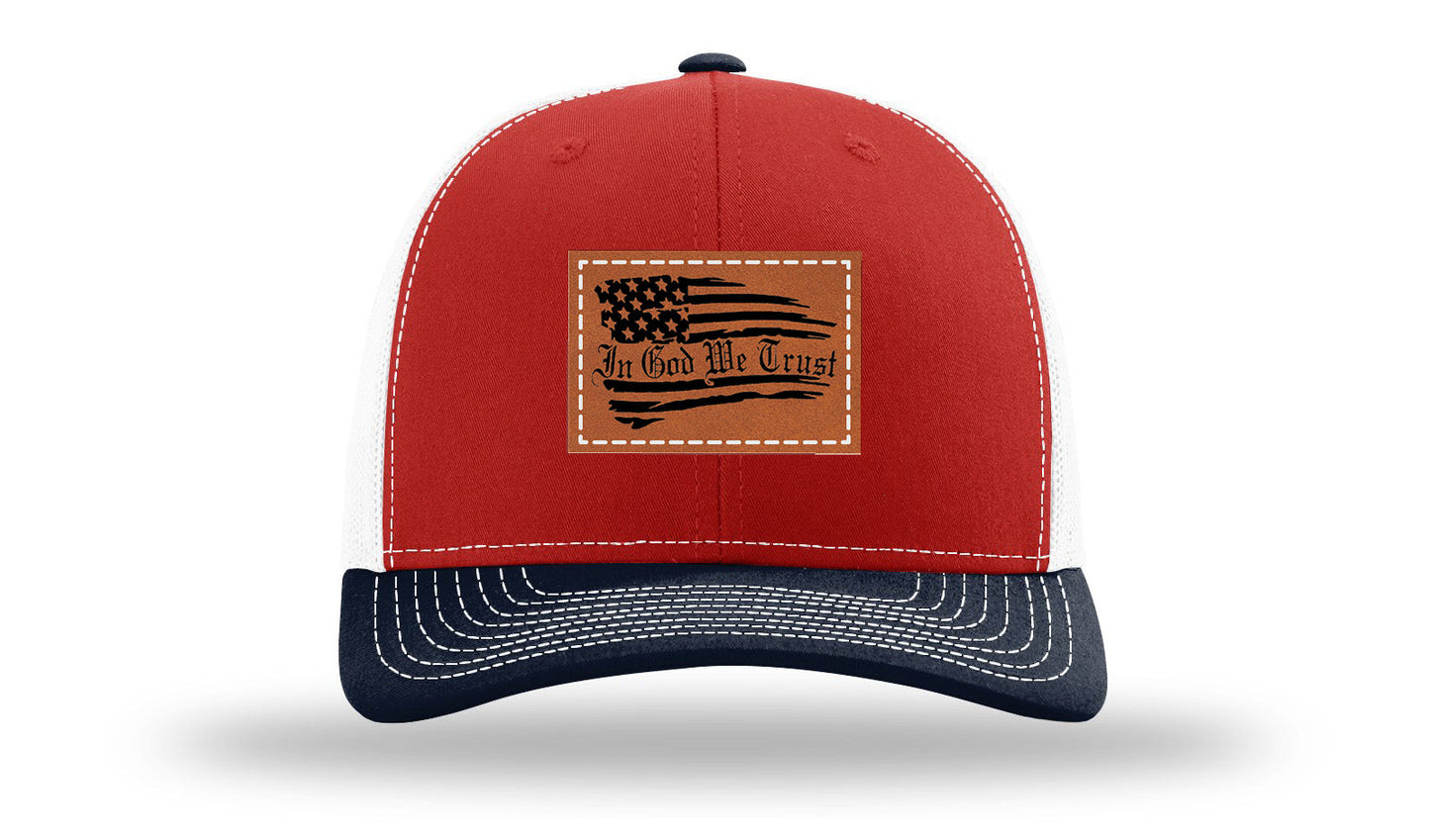 In God We Trust Leather Patch Richardson 112 Hat