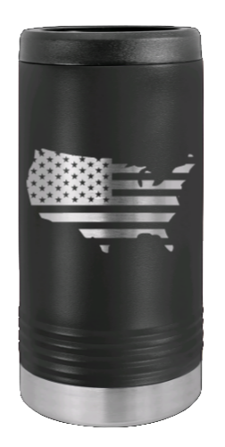 USA Flag Cutout Laser Engraved Slim Can Insulated Koosie
