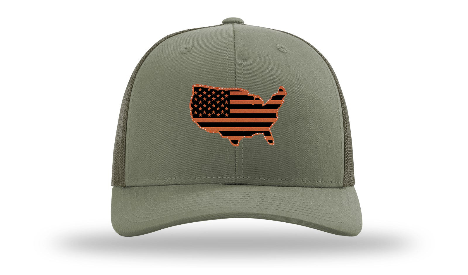 USA Flag Cutout Leather Patch Richardson 112 Hat-Loden